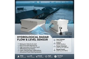 Radar Flow Velocity Liquid Level Sensor Open Channel River Monitoring RS485 Modbus Flood Warning Radar Water Level Flow Sensor