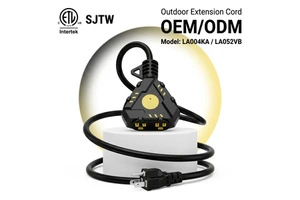 Linsheng ETL Listed 15A 12/3 25FT Heavy Duty Outdoor SJTW 6-Outlet Extension Cord With Lighted Indicator