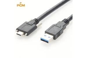 USB3.0 Type a to USB3.1 Type C Dual Screw Locking Cable 5Gbps for Industrial Camera Machine Vision,USB3.0 Panel Mount Data Cable
