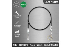 Custom Bowden Cable Assembly OEM Industrial Pull Cable Eye Ring End For Equipment ISO9001 RoHS Custom Length 3-7 Days Sample