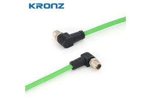 KRONZ M12 X-Code 8 Pin Cat6A IP67 Shielded Pre-assembled Connector Yellow-Green PVC Drag Chain Industrial Ethernet Cable