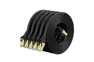 Factory Price CAT 7 Flat BC10m/20m/30m Patch Cord 30AWG SSTP RJ45 Connector 4Pair PVC Jacket Cat7 Black Network Ethernet Cable