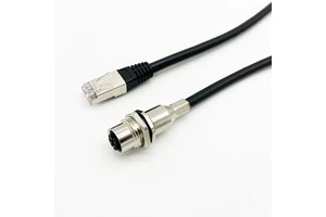 M12 X Coded Female to R45 Industria Camera Ethernet Cable M12 X Code Connector Panel Mounting with Rj45