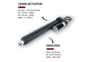 YH8-523D Linear Actuator DC12V 5000N IP65 Custom Stroke 200-500mm Self-locking for Industrial Furniture Medical