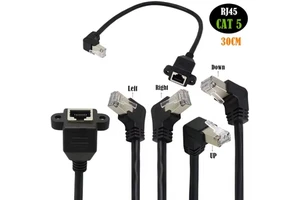 OEM 30cm 1FT RJ45 Female to Female Screw Panel Mount Ethernet LAN CAT5 Network Extension Cable
