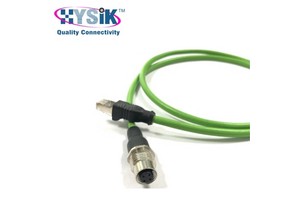 M12 4 Pin Ethernet Connector Ip67 D-Coded Camera Electrical Cable 100Mbps TPE for Industrial Sensor
