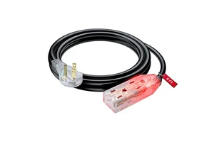 Linsheng 6 Feet 16 AWG/Wire Multi Outlet Flat Plug Extension Cord 3 Prong Angled Plug Extension Cord With Multiple Outlets