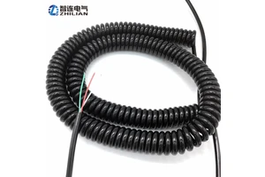 3-Core Copper Spring Spiral Power Cable 450V PE Insulated Coiled Cord Male Female Connectors ROHS for Single Wire