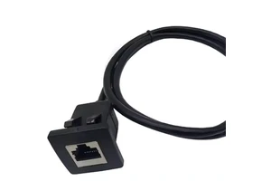 RJ45 Male to Female Shielded Ethernet Network Panel Mount Extension Cable for Car, Boat and Home Wall 1M/3Ft Panel Mount Design