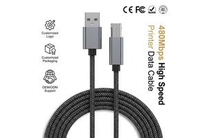 Industrial-Grade Nylon Braided USB 2.0 Type B Printer Cable High-Speed Data Transfer Cord For Office Printers Scanners & Cameras