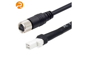 Custom Industrial M12 Aluminum Insulation 2 Cores PVC Jacket Connector Cable for Sensor and Camera Signal Power