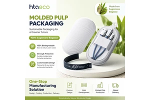 Custom Eco-friendly Molded Pulp Packaging Box for USB Data Cable Biodegradable Sugarcane Pulp Electronic Accessories Case