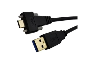 USB 3.0 Male USB 3.1 Type C Male 5A Fast Charging Screw Locking Panel Mount Cable Braid Shielding for Industrial Camera Computer
