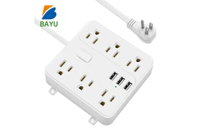 6FT Copper Aluminum Wall Mount Receptacle WaterProof Power Strip 6 AC Outlets IP67 Rated Surge Overload Protector Extension Cord
