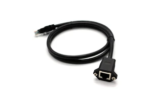 OEM/ODM UTP FTP SFTP Cat6 RJ45 Male to Female Network Extension Cable with Panel Mount LAN Ethernet Cable