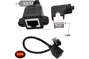 Wholesale 0.3m RJ45 Network Ethernet Patch Cable Male Female 90 Degree Angle Extension Cat6 for Camera Car Computer Applications