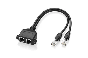 Bochara Cat-5 Dual RJ45 Male to Female Ethernet LAN Network Extension Cable With Screw Panel Mount 30cm