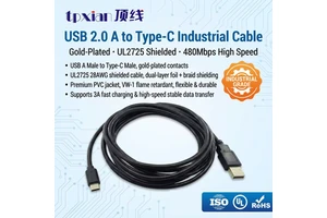 USB2.0 AM to Type-C Industrial Shield Cable UL2725 Gold Plated 3A Wire for Industrial Camera MCU Control Terminal Device