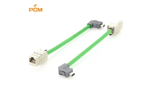 Left Angle CAT6A IX Industrial Ethernet Cable SFTP A-Key to RJ45 Keystone TPU Assembly IX40G-A-10S-CVL1(7.0) for Machine