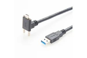 Right Angle USB 3.1 Type-C Screw Locking Cable with Braid Shielding and PVC Jacket for Industrial Camera Use