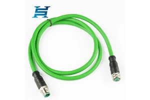 M12 Six-category Industrial Network Cable 2-17core Waterproof and Flame-retardant Network Patch Cord, Pure Copper Connector