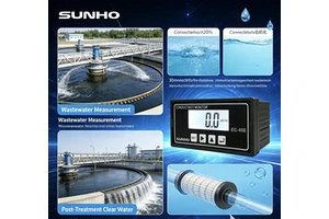 SUNHO EC400 Water Conductivity Monitor Multi Range 20/200/2000S/cm 3/4NPT Thread Electrode High Accuracy 1.5% IP55 110V/220V