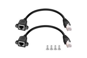 Factory Price Panel Mount RJ45 Male to RJ45 Female Extension Network Cable Lan Cabl Patch Cord Cable with Screw
