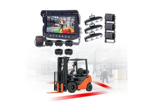 4CH BSD Forklift Camera System AI Pedestrian Detection Electronic Fence Buzzer Reverse Aid Collision Prevention IP68 Waterproof