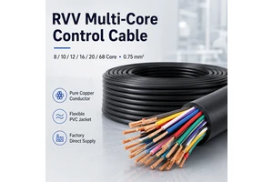 Factory Pure Copper RVV24 Sheathed Control Cable Multi Core Flexible Wire 8 10 12x0.75mm2 16 20 68 Core for Machine Wiring