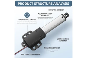 12V Small Linear Actuator with Hall Function Permanent Magnet Construction Stroke Length 10-200 mm