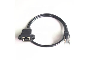 Free sample RJ45 Male to Panel mount RJ45 Female extension 8P8C network panel mount Rj45 Lan Cable with screw