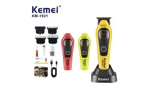 KEMEI KM-1921 Beard Hair Trimmer Professional 9000RPM Barbers Hair Cutting Machine Zero Gap T-Blade Hair Clipper 2 Modular Lids
