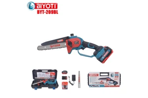 Biyoti BYT-209BL 8 Inch Brushless Cordless Chain Saw 10m/s High Speed Electric Wood Cutter Chain Saw Professional Garden Tool