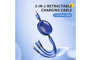 Personalized 3-in-1 Data Cable, Custom Printed Logo Bulk Order for Business Gifts & Souvenirs
