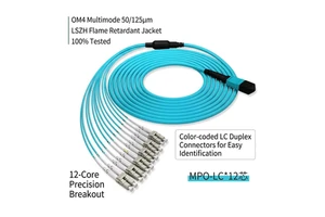 CPR CCA DCA Elite Low Loss MPO To LC Breakout Cable 12 Core OM3 Multimode 50/125 LSZH 3.0mm Fiber Optic Harness Patch Cord