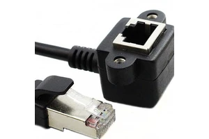 90 degree RJ45 Ethernet LAN Network Extension Cable right angle Male to Female Screw Panel Mount