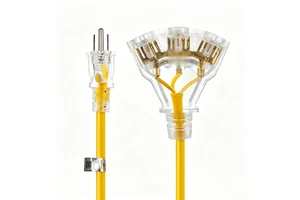 Yellow 12AWG Heavy Duty Extension Cord 3 Way Multi Plug SJTW Power Cables ETL Listed Electrical Supplies for Construction