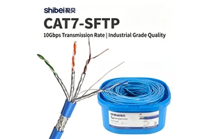 Shibei Factory CAT7 SFTP Cablel 23AWG Oxygen Free Copper Double Foil Shield Industrial CAT7 Ethernet Communication Cable