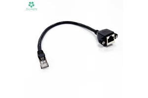 RJ45 Male to Female Ethernet LAN Network Extension Cable with Screw Panel Mount RJ45 8P8C Male-Female Panel Mount Cable
