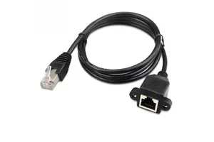RJ45 Male to Female 1m LAN Ethernet Network Cable Extension Panel Mount Included