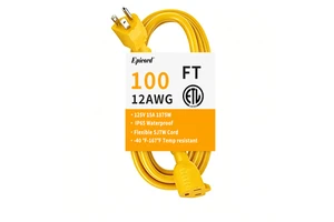 Industrial 15A 125V 100 Ft Flexible Power Supply Cable SJTW Weatherproof Extension Wire for Air Compressor Generator