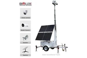 BIGLUX HiSOLO US Standard Trailer-Mounted 7m Telescopic Mast 4G Solar Security Camera System 9600Wh Battery Mobile CCTV Trailer