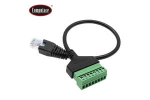 RJ45 8P8C Male 8 Pin Female Adapter Cable Brass Nickel Plating Tinned Copper Conductor Aluminum Braid Shielding Screw Terminals