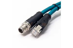 M12 X-Code Male To RJ45 Cable Cat6a 10Gbps S/FTP Shielded Pur Jacket Industrial Ethernet Patch Cord M12 To RJ45 Adapter 5m