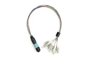 0.9mm 12 Cores Fanout Jumper MPO To LC Patch Cord Cable OM3 OM4 Multi Mode Fiber Optic Pigtail For Data Center