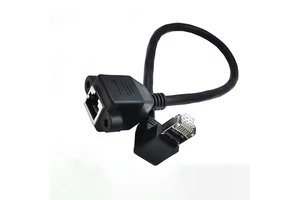 Gigabit RJ45 Ethernet Cable Extension Cable 90° Elbow Copper Male to Female RJ45 Broadband Connection Network Cable