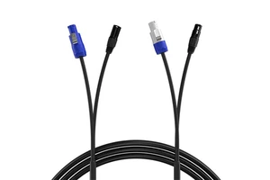 Professional 2 Core + 3 Pin XLR 2 In 1 Power And Signal Combo Cable Blue White Power Link DMX Cable For Stage Light Equipment