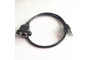 Free Sample and in Stock RJ45 Male to Panel Mount RJ45 Female Extension 8P8C Network Panel Mount RJ45 Cable with Screw
