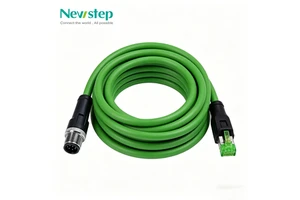 M12 To RJ45 8-Core Ethernet Cable IP67 Metal Lock, Cat6, -40°C To +80°C, Custom Length, Drag Chain