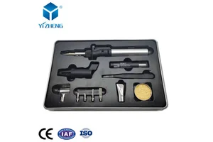 Portable 4 in 1 Gas Soldering Iron Kit Adjustable Cordless Hot Air Gun with Pistol Grip Handpiece Aluminum and Brass Gas Stove